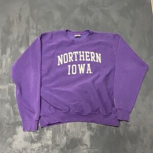 Vintage Northern IOWA UNI sweatshirt mens Large purple 1990s
